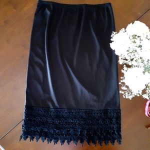 Lace Half Slip Skirt Extender Black Modest Halfslip